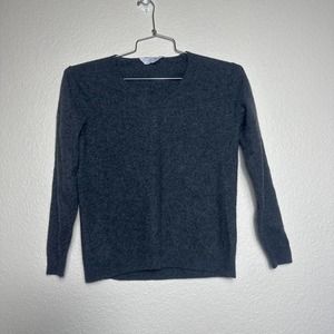 Everlane Grey Gray 100% Cashmere Pullover Scoop Neck Light Sweater Size Small